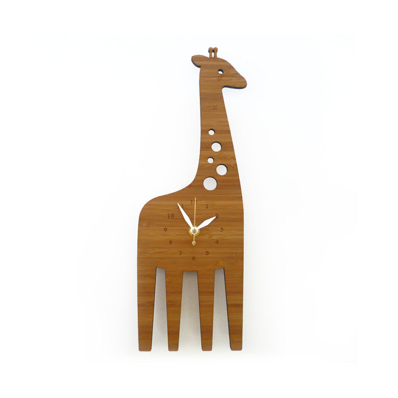 Wooden Table Top Clock - 2024 Customized Photo and Text - Giraffe and Lion Themed Clock